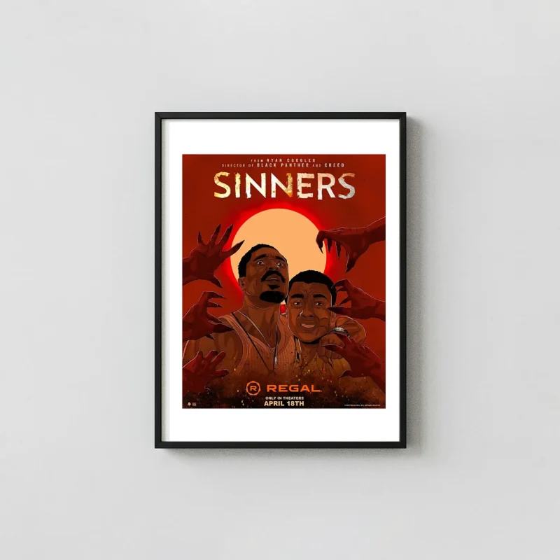Sinners | Movie Poster | Fiery Red Demon Hands Thriller Wall Art