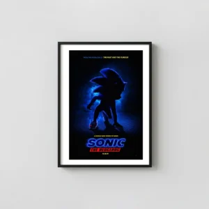 Sonic the Hedgehog | Movie Poster | Blue Speed Silhouette Animation and Anime Posters xe2x80x93 Portrait Frame Wall Art Mockup | MerchFuse