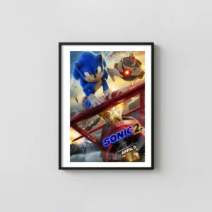 Sonic the Hedgehog 2 | Movie Poster | Action Film Wall Animation and Anime Posters xe2x80x93 Portrait Frame Wall Art Mockup | MerchFuse
