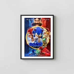 Sonic the Hedgehog 2 | Movie Poster | Dr. Robotnik, Knuckles & Tails Art Animation and Anime Posters xe2x80x93 Portrait Frame Wall Art Mockup | MerchFuse