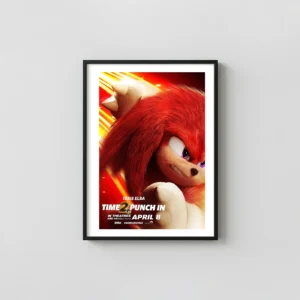 Knuckles the Echidna | Sonic 2 Movie Poster | Time 2 Punch In Movie Posters xe2x80x93 Portrait Frame Wall Art Mockup | MerchFuse