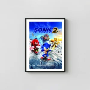Sonic the Hedgehog 2 | Movie Poster | Sonic, Tails & Knuckles Action Animation and Anime Posters xe2x80x93 Portrait Frame Wall Art Mockup | MerchFuse