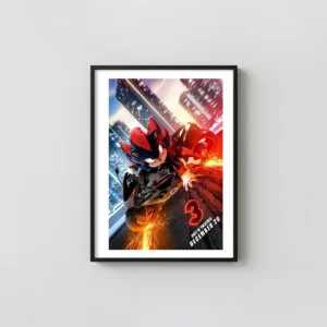 Shadow the Hedgehog | Movie Poster | Cinematic Motorcycle Chase Art Movie Posters xe2x80x93 Portrait Frame Wall Art Mockup | MerchFuse