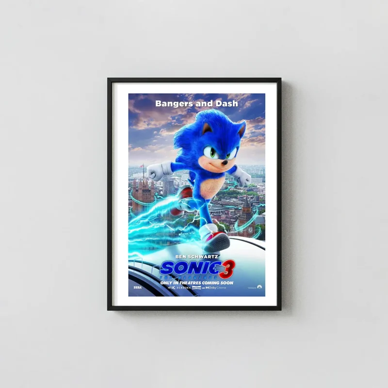 Sonic the Hedgehog 3 | Movie Poster | Speeding Blue Blur Over London