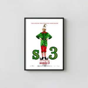 Sonic the Hedgehog 3 | Movie Poster | Agent Stone Christmas Elf Art Animation and Anime Posters xe2x80x93 Portrait Frame Wall Art Mockup | MerchFuse