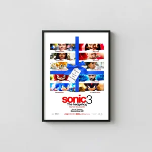 Sonic 3 The Hedgehog | Movie Poster | Team Nice vs Naughty Christmas Art Movie Posters xe2x80x93 Portrait Frame Wall Art Mockup | MerchFuse