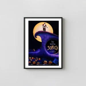 Sonic 3 | Movie Poster | Dr. Robotnik Pumpkin King Crossover Art Movie Posters xe2x80x93 Portrait Frame Wall Art Mockup | MerchFuse