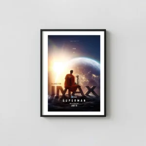 Superman (2025) | Movie Poster | Superman and Krypto Earth View Art Movie Posters xe2x80x93 Portrait Frame Wall Art Mockup | MerchFuse