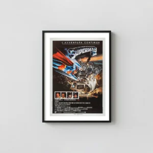 Superman II | Classic Movie Poster | Christopher Reeve Flying Scene Movie Posters xe2x80x93 Portrait Frame Wall Art Mockup | MerchFuse