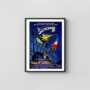 Superman III (1983) | Classic Movie Poster | Superman vs. Giant Computer Movie Posters xe2x80x93 Portrait Frame Wall Art Mockup | MerchFuse