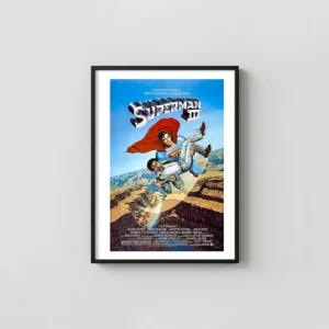 Superman III | Classic Movie Poster | Christopher Reeve & Richard Pryor Art Movie Posters xe2x80x93 Portrait Frame Wall Art Mockup | MerchFuse