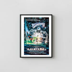 Superman III | Movie Poster | 1983 Retro Sci-Fi Computer Art Wall Decor Movie Posters xe2x80x93 Portrait Frame Wall Art Mockup | MerchFuse