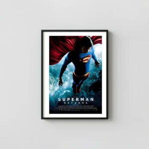 Superman Returns | Movie Poster | Brandon Routh Flying Movie Posters xe2x80x93 Portrait Frame Wall Art Mockup | MerchFuse
