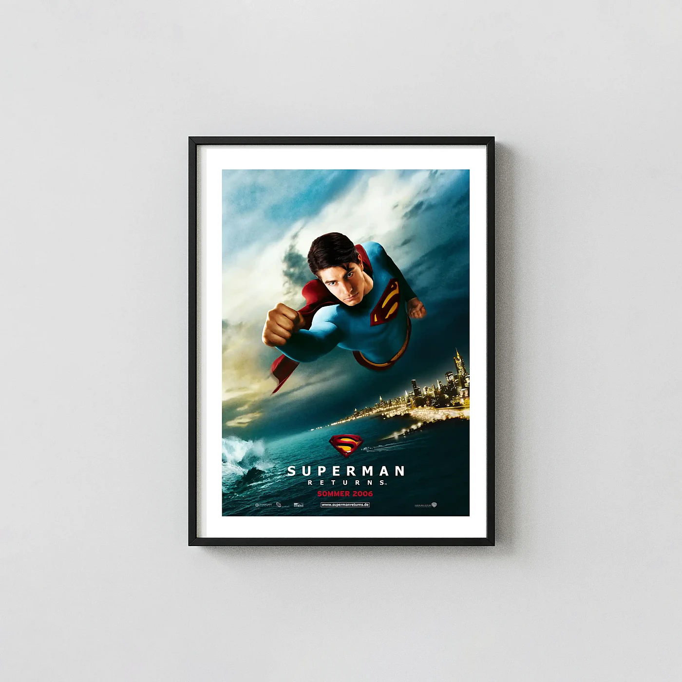 Superman Returns Movie Poster Superman Flying Over Metropolis Cityscape - movie poster wall art print