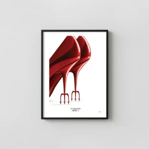 The Devil Wears Prada | Movie Poster | Iconic Red Heels & Pitchfork Art Movie Posters xe2x80x93 Portrait Frame Wall Art Mockup | MerchFuse