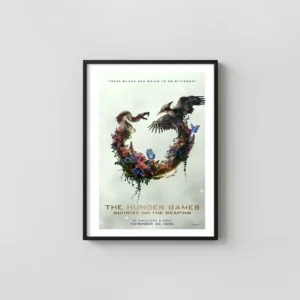 The Hunger Games: Sunrise on the Reaping | Movie Poster | Snake & Bird Floral Art Movie Posters xe2x80x93 Portrait Frame Wall Art Mockup | MerchFuse