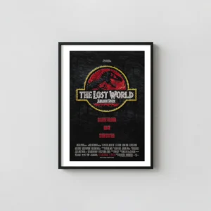 The Lost World: Jurassic Park | Movie Poster | Classic T-Rex Logo Art Jurassic Park Movie Posters xe2x80x93 Portrait Frame Wall Art Mockup | MerchFuse