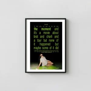 The Moment (Charli XCX) | Movie Poster | Brat Album Era Neon Horror Movies Posters xe2x80x93 Portrait Frame Wall Art Mockup | MerchFuse