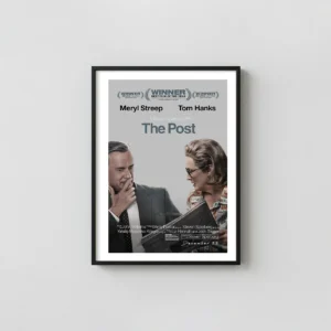 The Post | Movie Poster | Steven Spielberg Wall Art Print featuring Hanks & Streep Movie Posters xe2x80x93 Portrait Frame Wall Art Mockup | MerchFuse