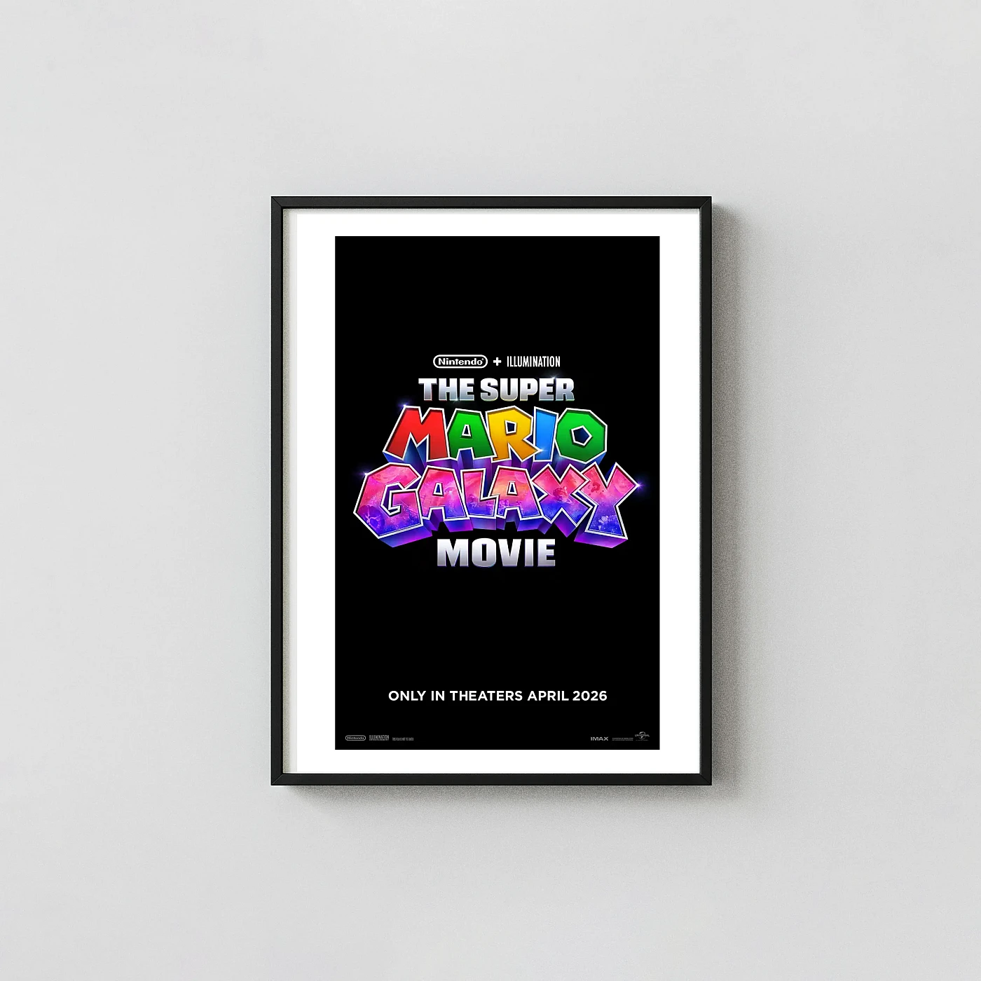 The Super Mario Galaxy Movie | Movie Poster | 2026 Logo Wall Art The Super Mario Galaxy Movie | Movie Poster | 2026 Logo Animation And Anime Posters Xe2X80X93 Portrait Frame Wall Art Mockup | Merchfuse