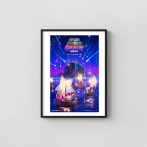 The Super Mario Galaxy Movie | Poster | Glowing Sailing Scene Art Movie Posters xe2x80x93 Portrait Frame Wall Art Mockup | MerchFuse
