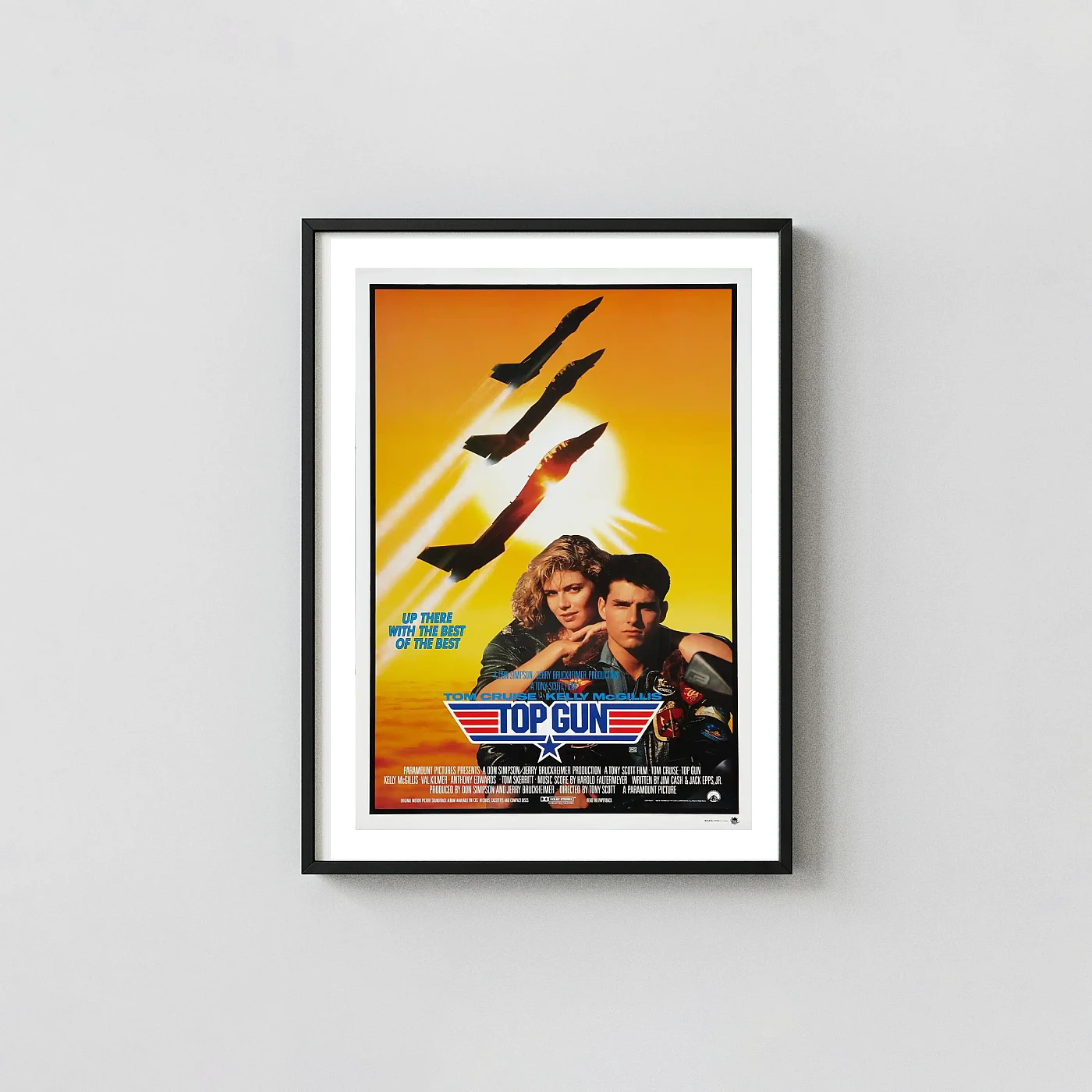 Top Gun (1986) | Movie Poster | Maverick & Charlie Sunset Jet Action & Adventure Movie Posters xe2x80x93 Portrait Frame Wall Art Mockup | MerchFuse