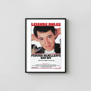 Ferris Bueller's Day Off | Movie Poster | Leisure Rules Retro Movie Posters xe2x80x93 Portrait Frame Wall Art Mockup | MerchFuse