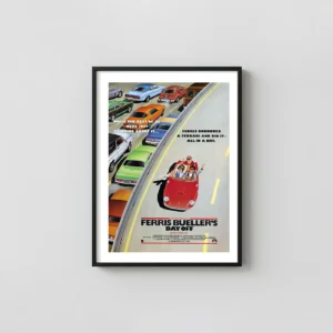 Ferris Bueller's Day Off | Movie Poster | Iconic Ferrari Traffic Scene Movie Posters xe2x80x93 Portrait Frame Wall Art Mockup | MerchFuse