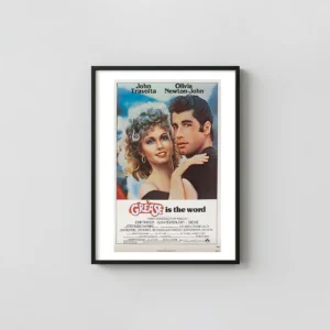 Grease | Movie Poster | Iconic Danny & Sandy Original Wall Movie Posters xe2x80x93 Portrait Frame Wall Art Mockup | MerchFuse