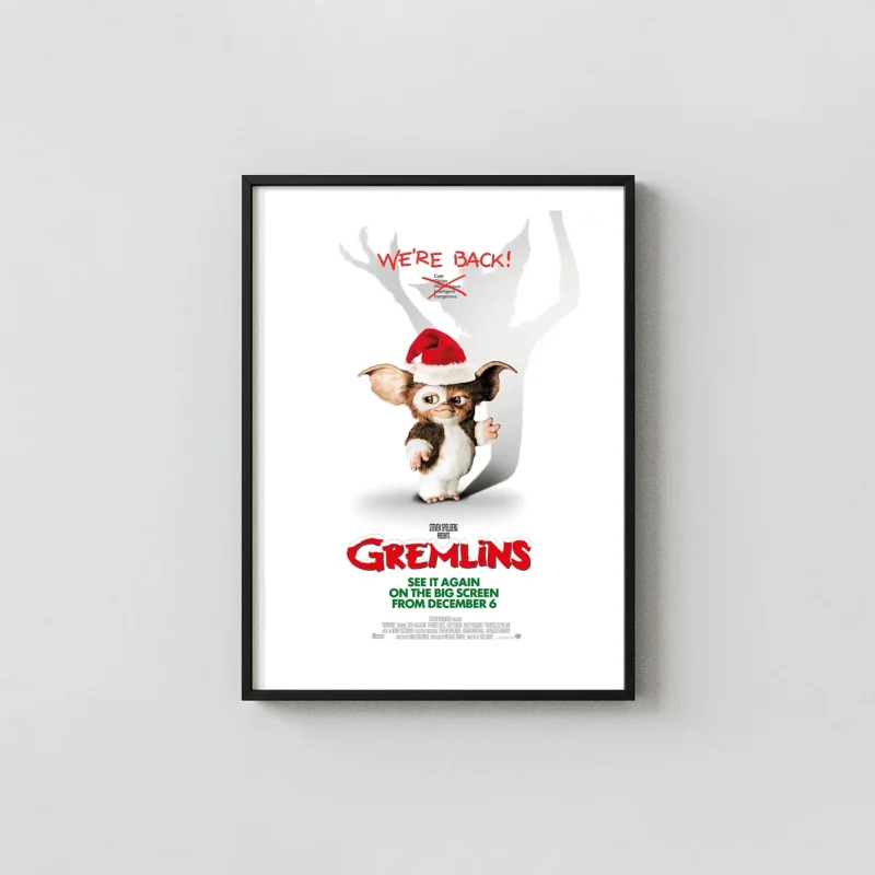 Gremlins | Movie Poster | Gizmo in Santa Hat Christmas Art