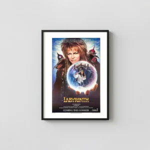 Labyrinth | Movie Poster | Jareth the Goblin King Vintage Art Cult Classic Movies Posters xe2x80x93 Portrait Frame Wall Art Mockup | MerchFuse