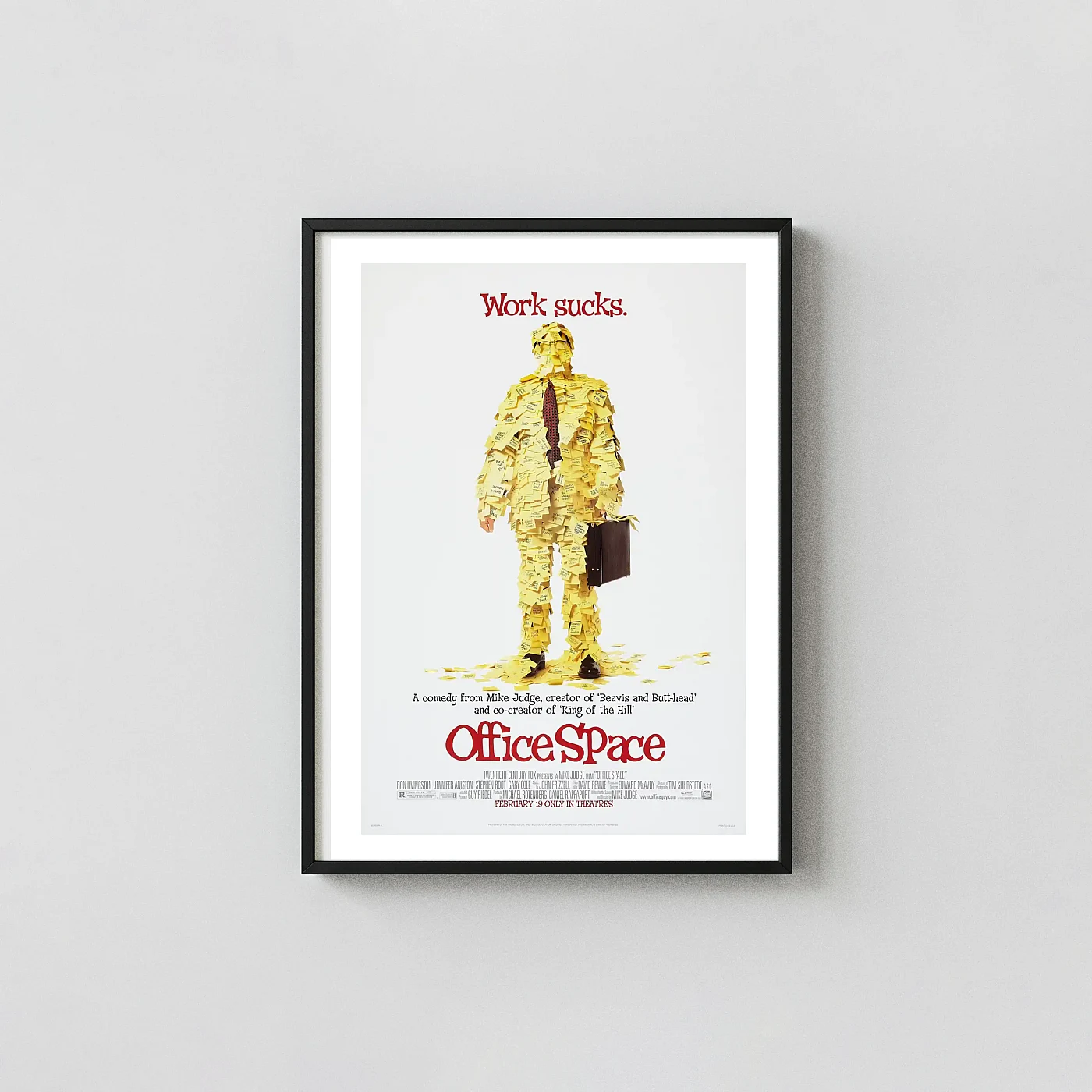 Office Space | Movie Poster | Iconic Sticky Note Wall Art Print Office Space | Movie Poster | Iconic Sticky Note Wall Cult Classic Movies Posters Xe2X80X93 Portrait Frame Wall Art Mockup | Merchfuse
