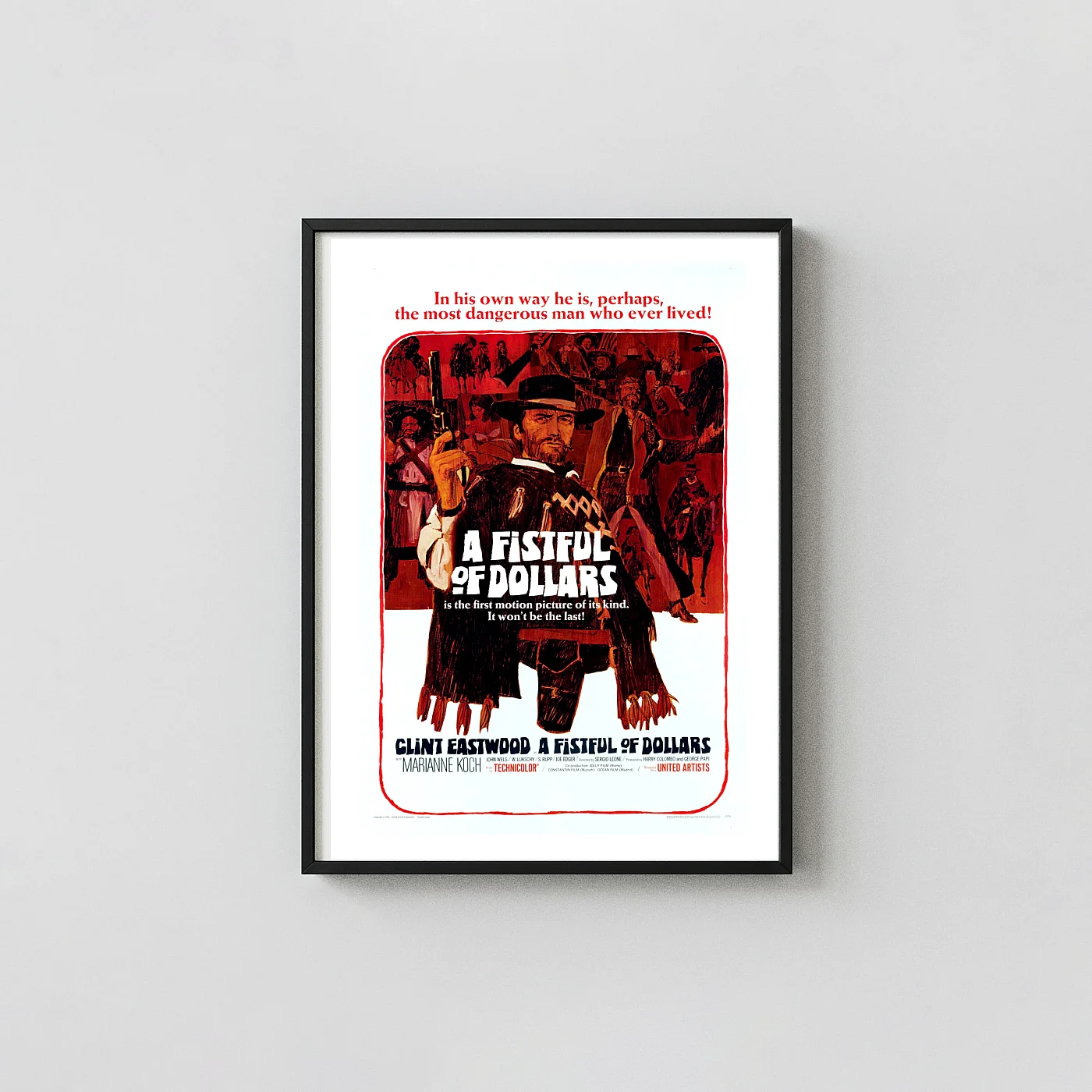 A Fistful Of Dollars | Movie Poster | Clint Eastwood Western Print A Fistful Of Dollars | Movie Poster | Clint Eastwood Western A Fistful Of Dollars Movie Posters Xe2X80X93 Portrait Frame Wall Art Mockup | Merchfuse