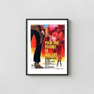 A Fistful of Dollars | Movie Poster | French Vintage A Fistful of Dollars Movie Posters xe2x80x93 Portrait Frame Wall Art Mockup | MerchFuse