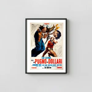 A Fistful of Dollars | Movie Poster | Iconic Vintage Italian A Fistful of Dollars Movie Posters xe2x80x93 Portrait Frame Wall Art Mockup | MerchFuse