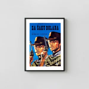 A Fistful of Dollars | Movie Poster | Vintage Cowboy A Fistful of Dollars Movie Posters xe2x80x93 Portrait Frame Wall Art Mockup | MerchFuse
