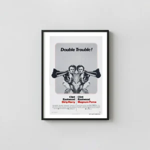 Dirty Harry & Magnum Force | Movie Poster | Clint Eastwood "Double Trouble" Art Action & Adventure Movie Posters xe2x80x93 Portrait Frame Wall Art Mockup | MerchFuse