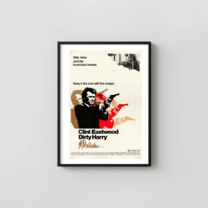 Dirty Harry | Classic 1971 Movie Poster | Clint Eastwood Magnum Action & Adventure Movie Posters xe2x80x93 Portrait Frame Wall Art Mockup | MerchFuse