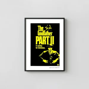 The Godfather Part II | Movie Poster | Vintage Yellow Minimalist Advance Minimalist Movie Poster xe2x80x93 Portrait Frame Wall Art Mockup | MerchFuse