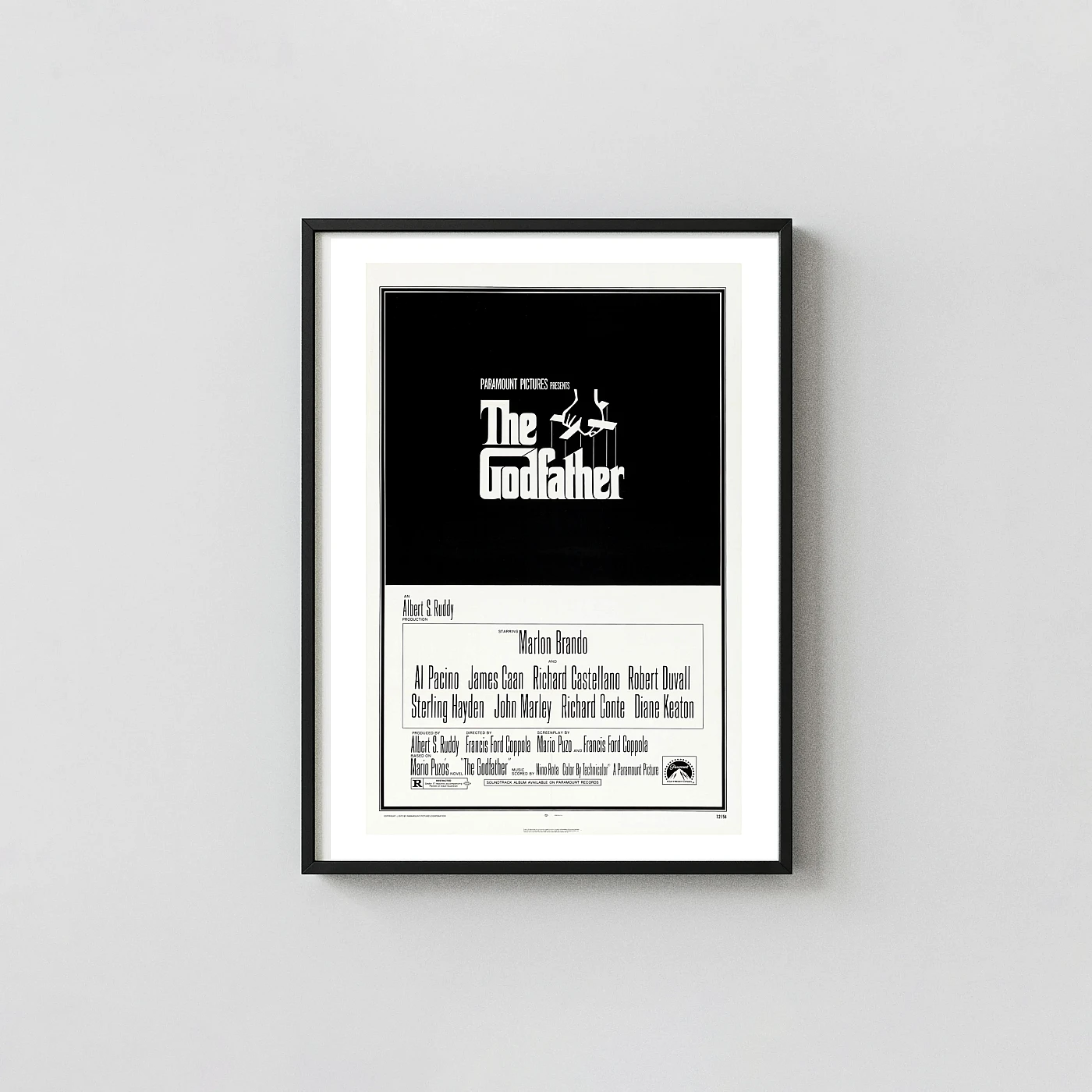 The Godfather | Movie Poster | Classic Logo Black and White Movie Posters xe2x80x93 Portrait Frame Wall Art Mockup | MerchFuse