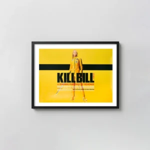 Kill Bill: Volume 1 | Movie Poster | The Bride Yellow Suit Action & Adventure Movie Posters xe2x80x93 Landscape Frame Wall Art Mockup | MerchFuse