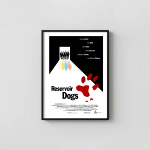 Reservoir Dogs | Movie Poster | Iconic Suits & Bloody Paw Print Art Cult Classic Movies Posters xe2x80x93 Portrait Frame Wall Art Mockup | MerchFuse