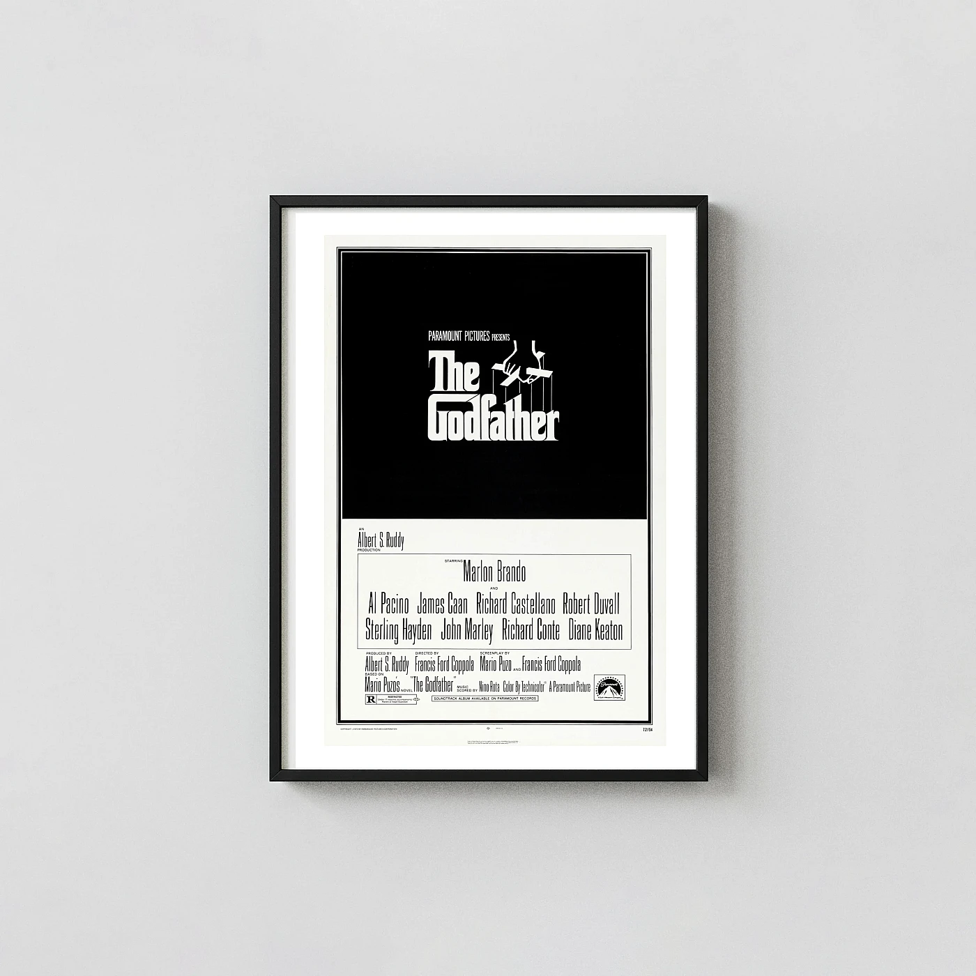 The Godfather | Classic Movie Poster | 1972 Puppet Strings Logo Best Sellers xe2x80x93 Portrait Frame Wall Art Mockup | MerchFuse