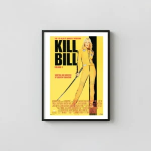 Kill Bill Vol. 1 | Movie Poster | Uma Thurman Yellow Jumpsuit Action & Adventure Movie Posters xe2x80x93 Portrait Frame Wall Art Mockup | MerchFuse