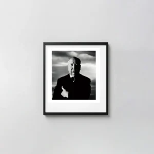 Alfred Hitchcock | Director Portrait Poster | Dramatic Black & White Movie Posters xe2x80x93 Square Frame Wall Art Mockup | MerchFuse