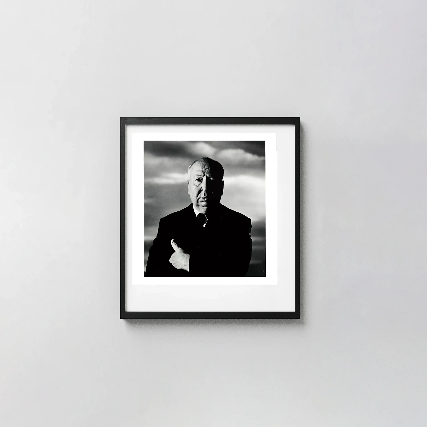 Alfred Hitchcock | Director Portrait Poster | Dramatic Black &Amp; White Wall Art Alfred Hitchcock | Director Portrait Poster | Dramatic Black &Amp; White Movie Posters Xe2X80X93 Square Frame Wall Art Mockup | Merchfuse