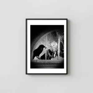 Alfred Hitchcock | Celebrity Poster | The Birds Era Black & White Art Movie Posters xe2x80x93 Portrait Frame Wall Art Mockup | MerchFuse