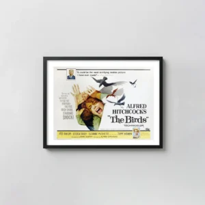 The Birds (1963) | Classic Horror Movie Poster | Vintage Attack Movie Posters xe2x80x93 Landscape Frame Wall Art Mockup | MerchFuse