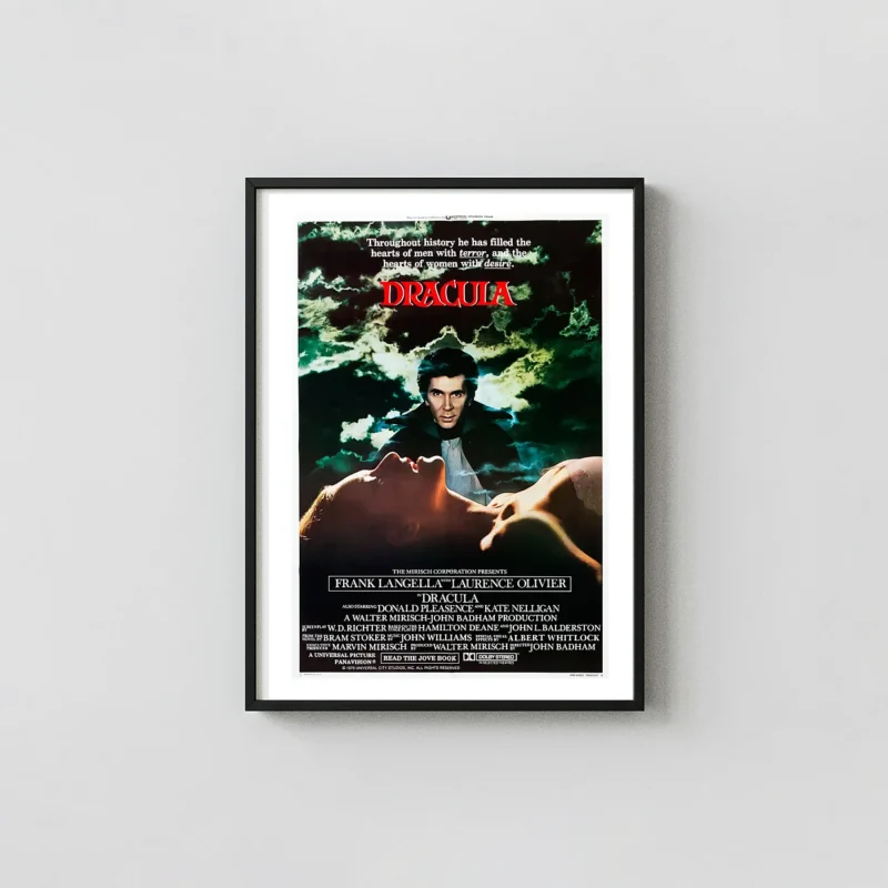 Dracula (1979) | Movie Poster | Frank Langella Vintage Gothic Art Horror Movies Posters xe2x80x93 Portrait Frame Wall Art Mockup | MerchFuse