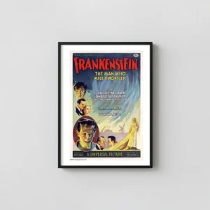 Frankenstein (1931) | Movie Poster | Vintage Universal Horror Film Art Horror Movies Posters xe2x80x93 Portrait Frame Wall Art Mockup | MerchFuse